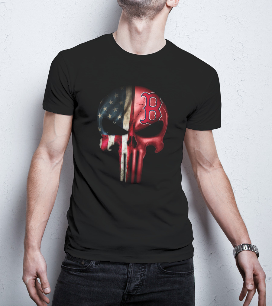 The Punisher Skull American Flag Boston Red Sox T-Shirt