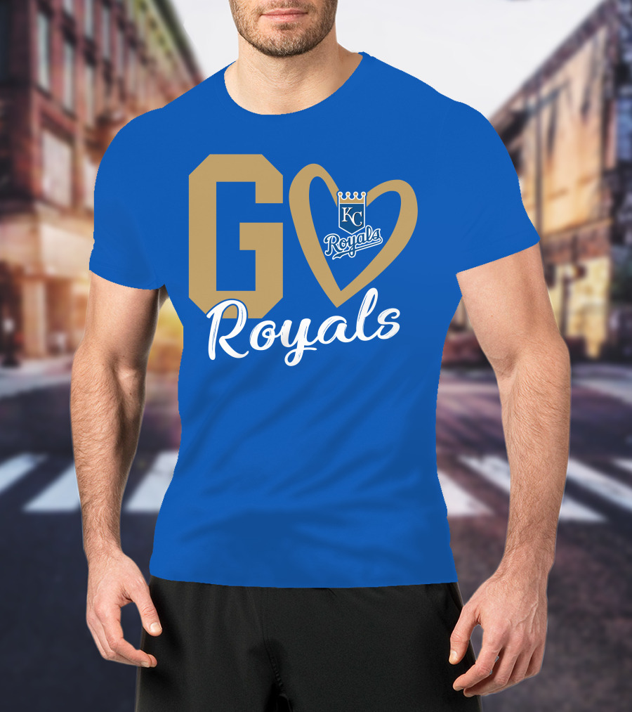 Go Royals KC Heart Crown Logo Royals T-Shirt