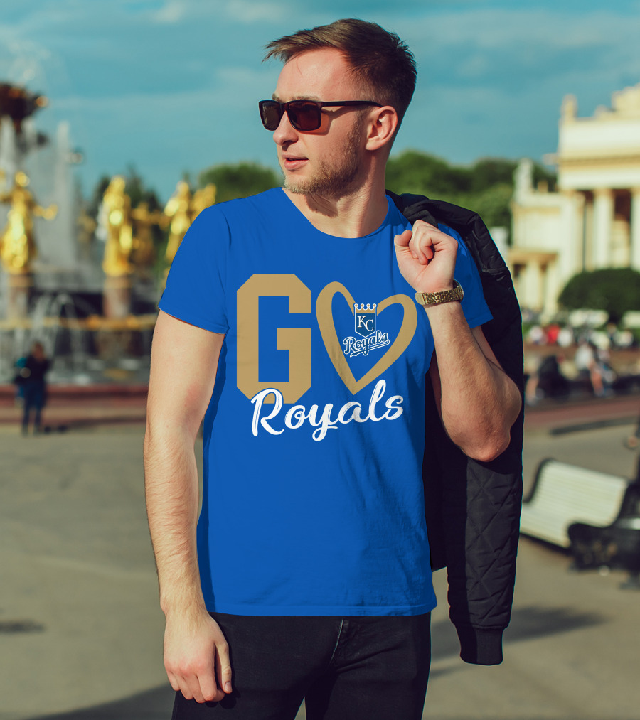 Go Royals KC Heart Crown Logo Royals T-Shirt