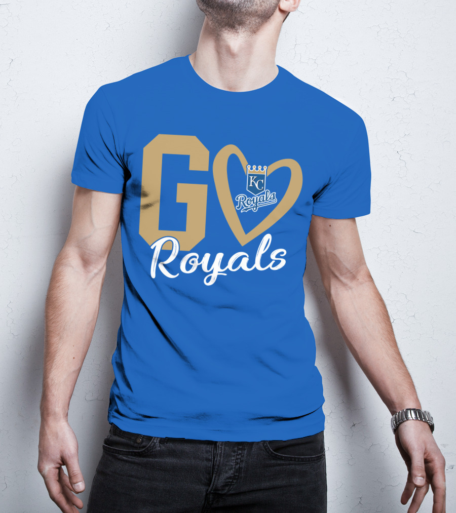 Go Royals KC Heart Crown Logo Royals T-Shirt