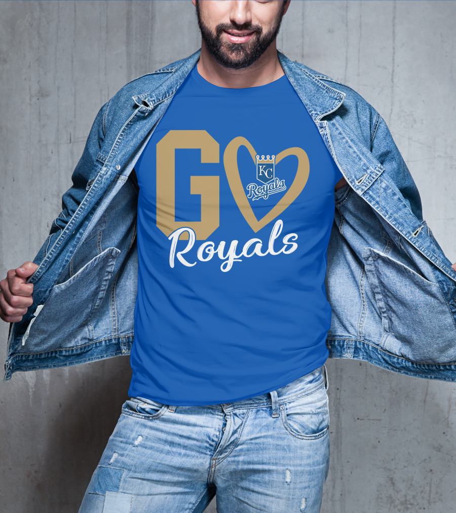 Go Royals KC Heart Crown Logo Royals T-Shirt