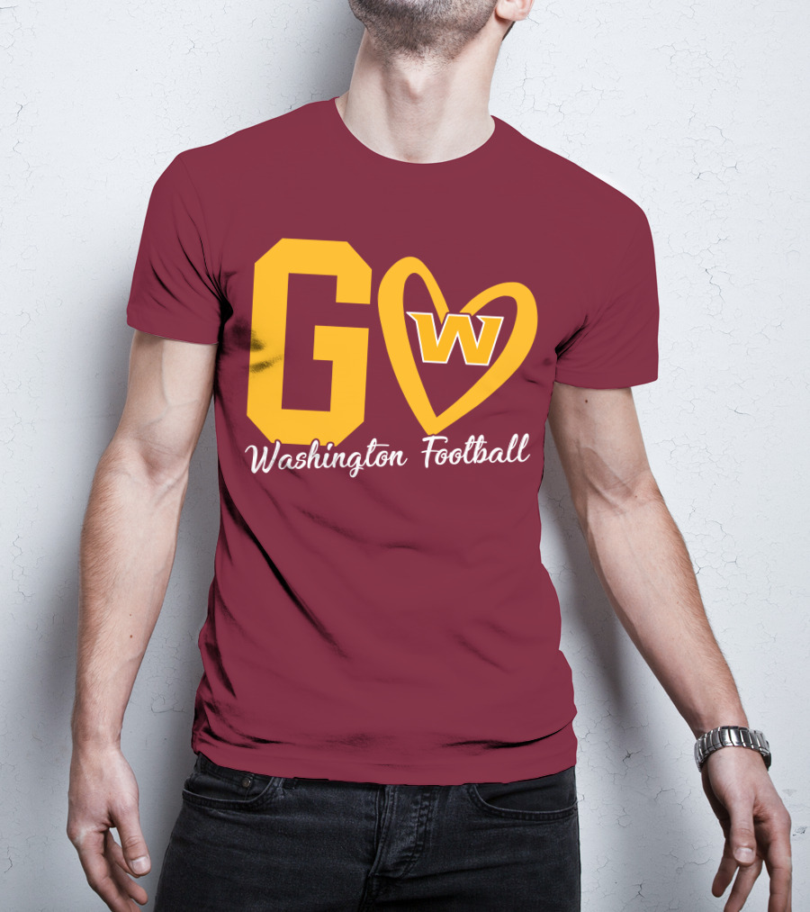 Go W Washington Football Team Heart T-Shirt