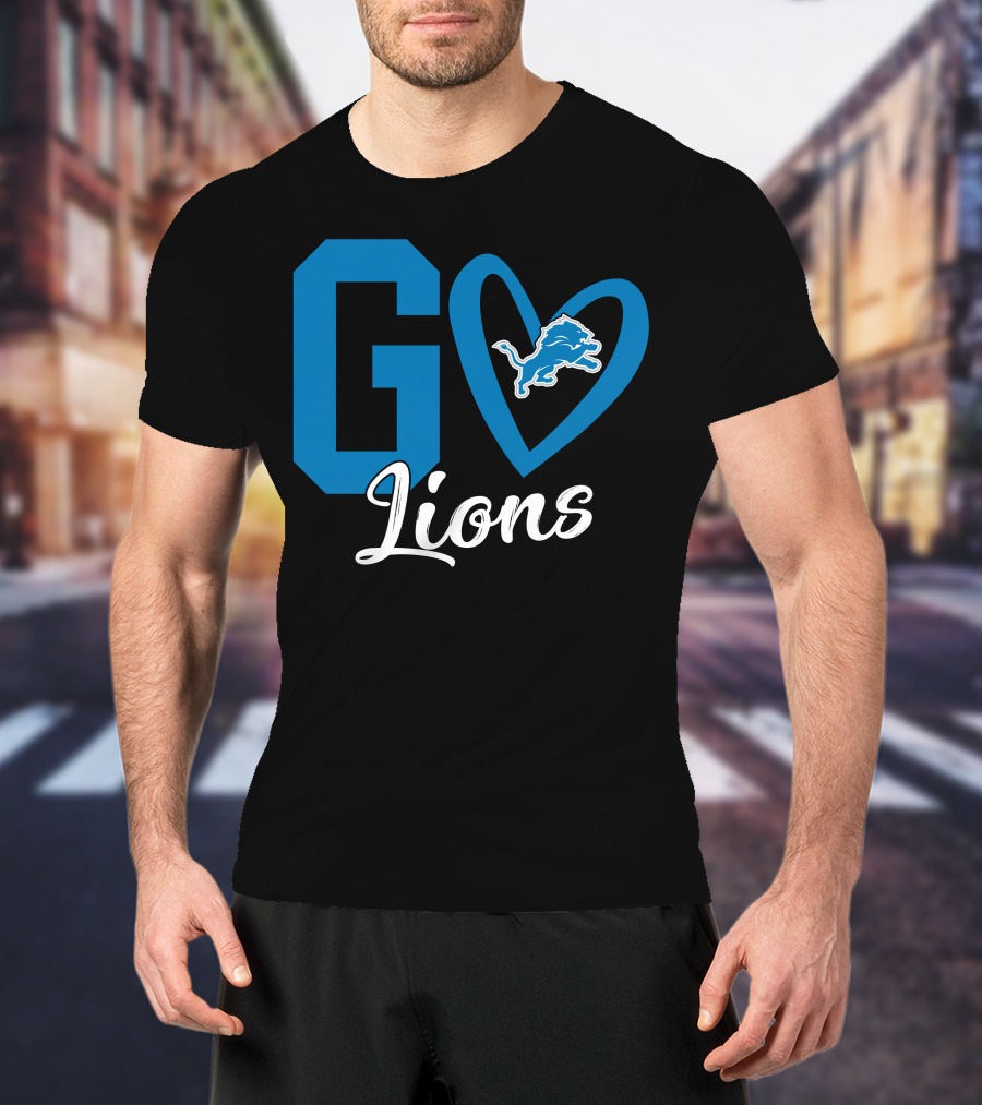 Go Lions Heart Detroit Lions T-Shirt