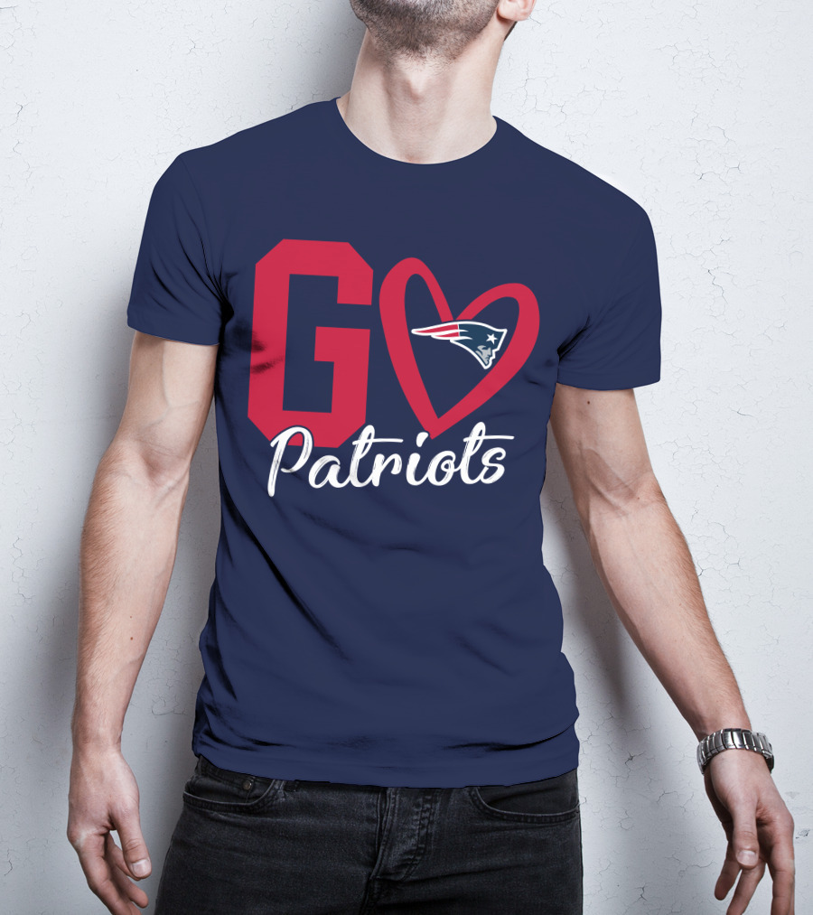 Go Patriots New England Patriots Logo Heart T-Shirt