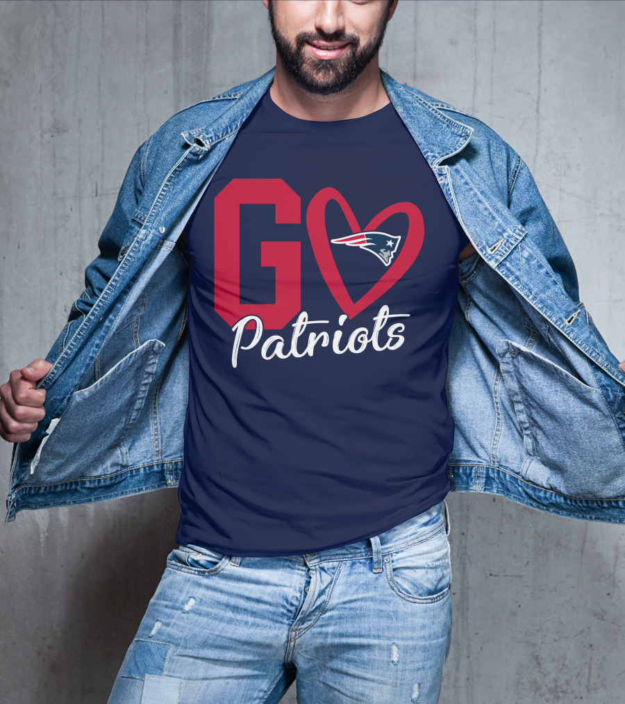 Go Patriots New England Patriots Logo Heart T-Shirt