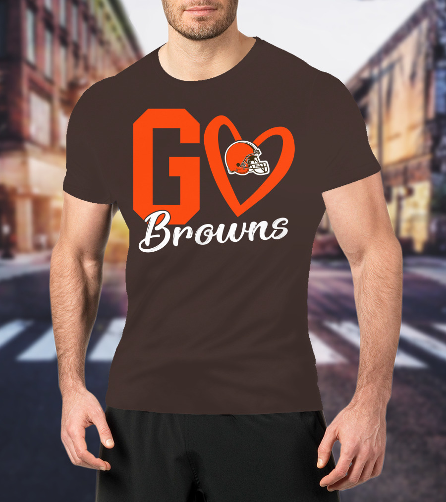 GO Heart Browns Football Helmet T-Shirt