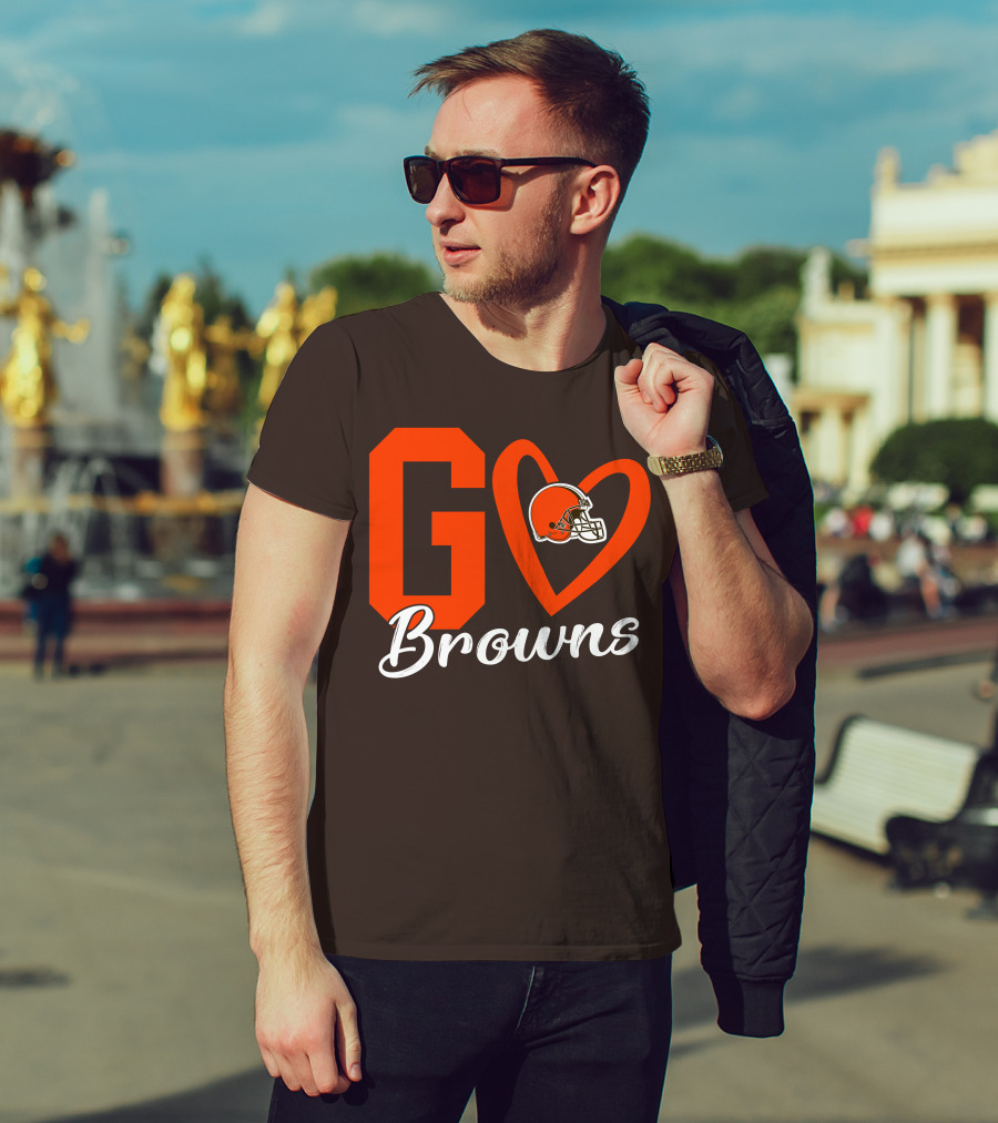 GO Heart Browns Football Helmet T-Shirt