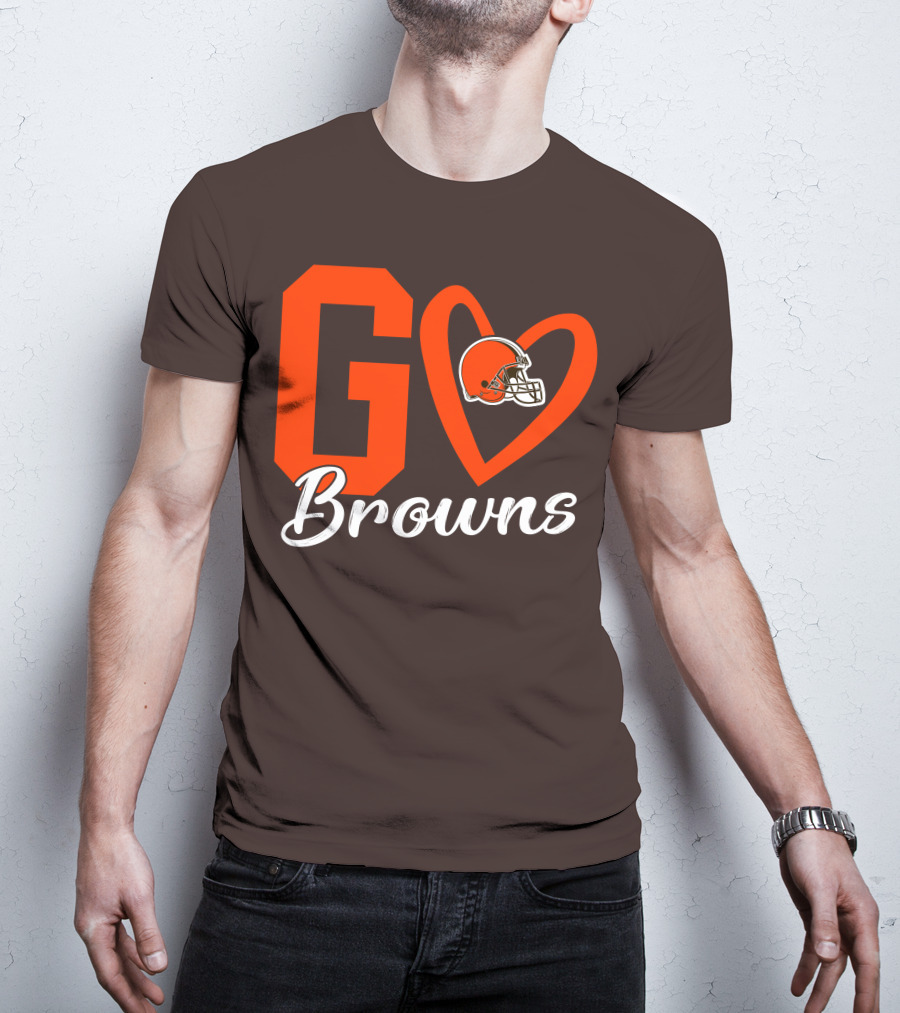 GO Heart Browns Football Helmet T-Shirt