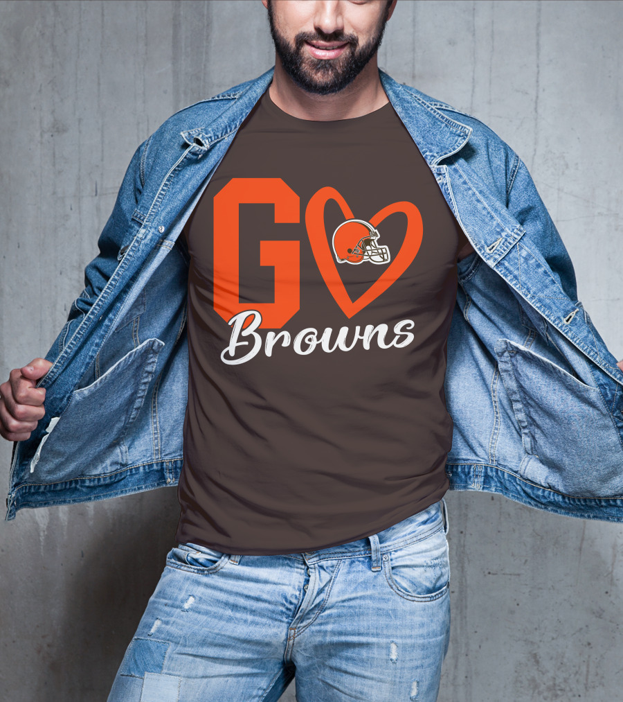 GO Heart Browns Football Helmet T-Shirt