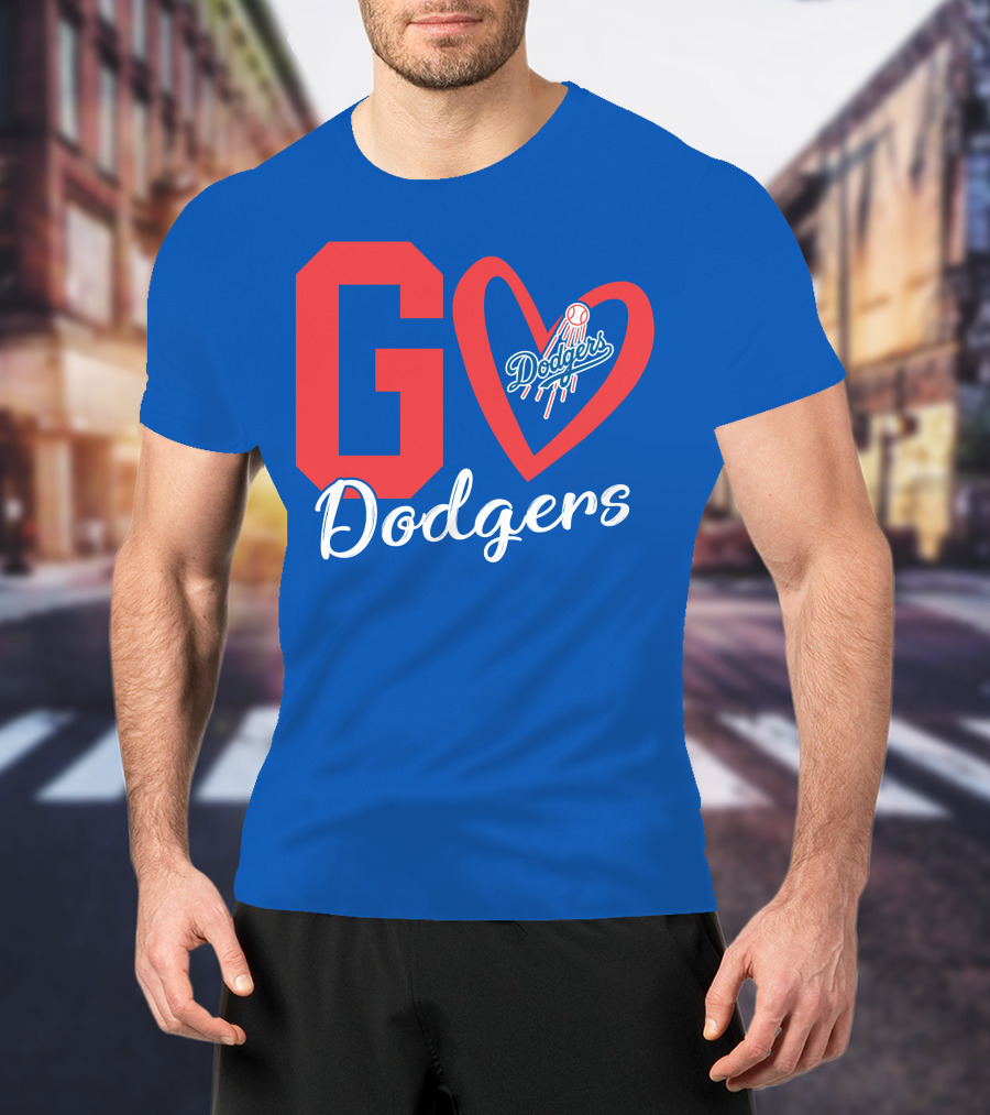 Go Dodgers Heart Logo Baseball Dodgers T-Shirt