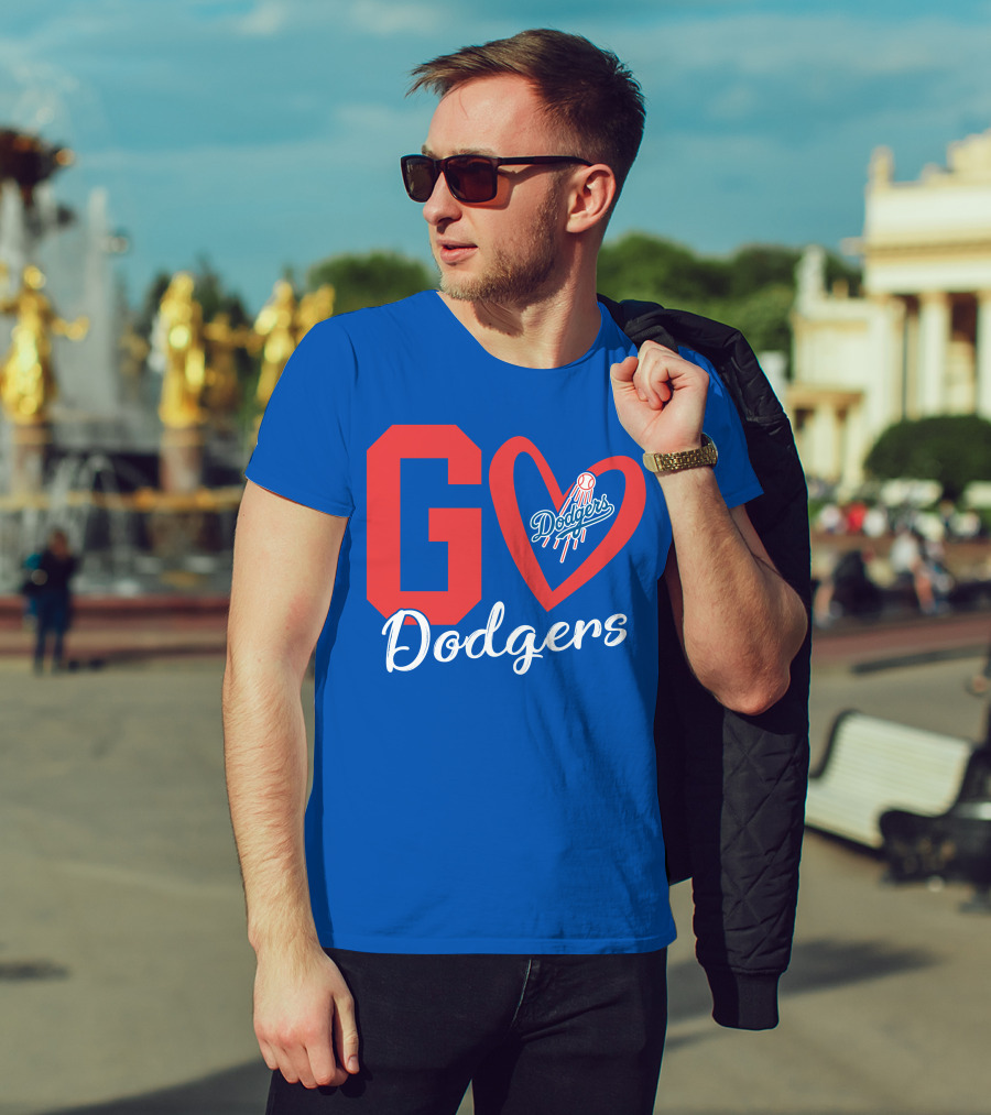 Go Dodgers Heart Logo Baseball Dodgers T-Shirt