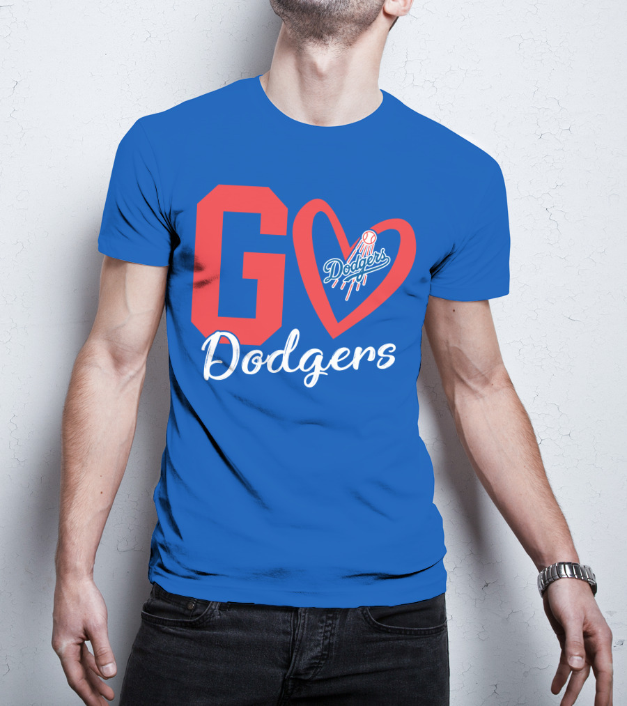 Go Dodgers Heart Logo Baseball Dodgers T-Shirt