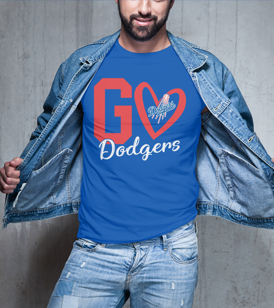 Go Dodgers Heart Logo Baseball Dodgers T-Shirt
