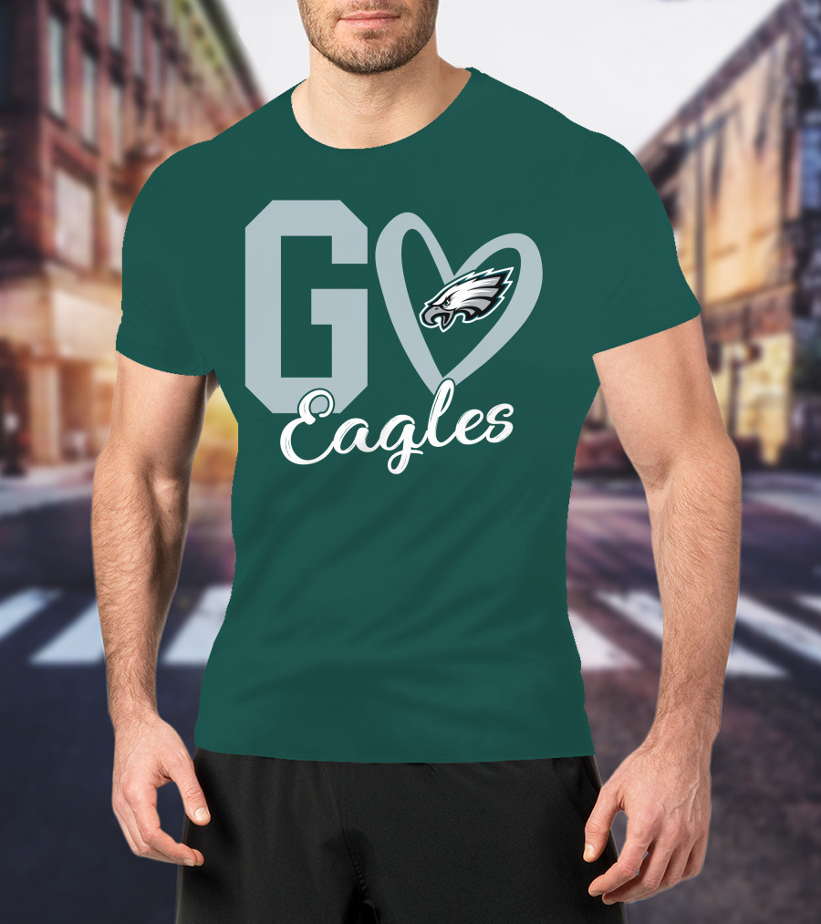 Go Eagles Philadelphia Eagles Logo Heart T-Shirt