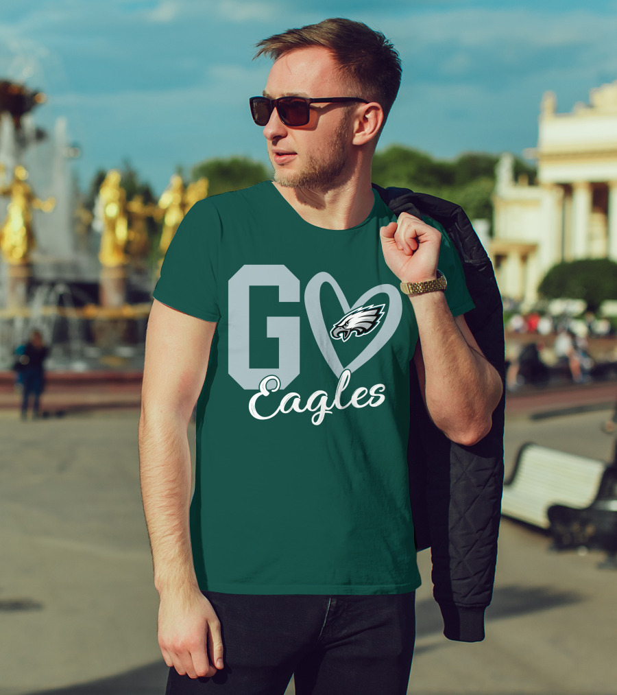 Go Eagles Philadelphia Eagles Logo Heart T-Shirt