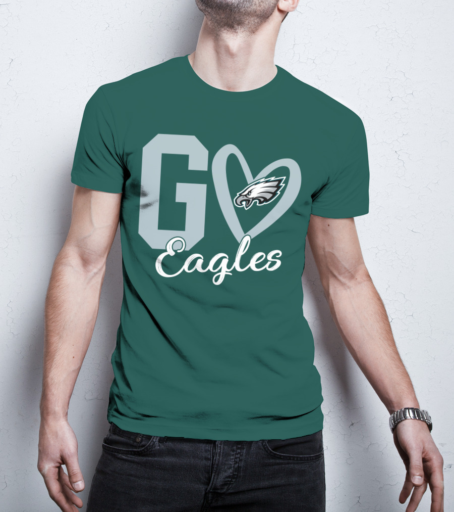 Go Eagles Philadelphia Eagles Logo Heart T-Shirt