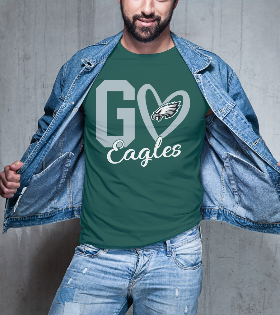 Go Eagles Philadelphia Eagles Logo Heart T-Shirt