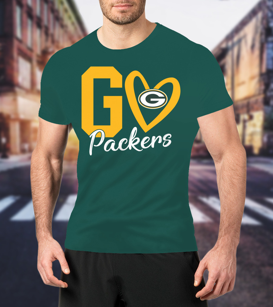 Go Packers Heart Logo Green Bay Enthusiasm T-Shirt