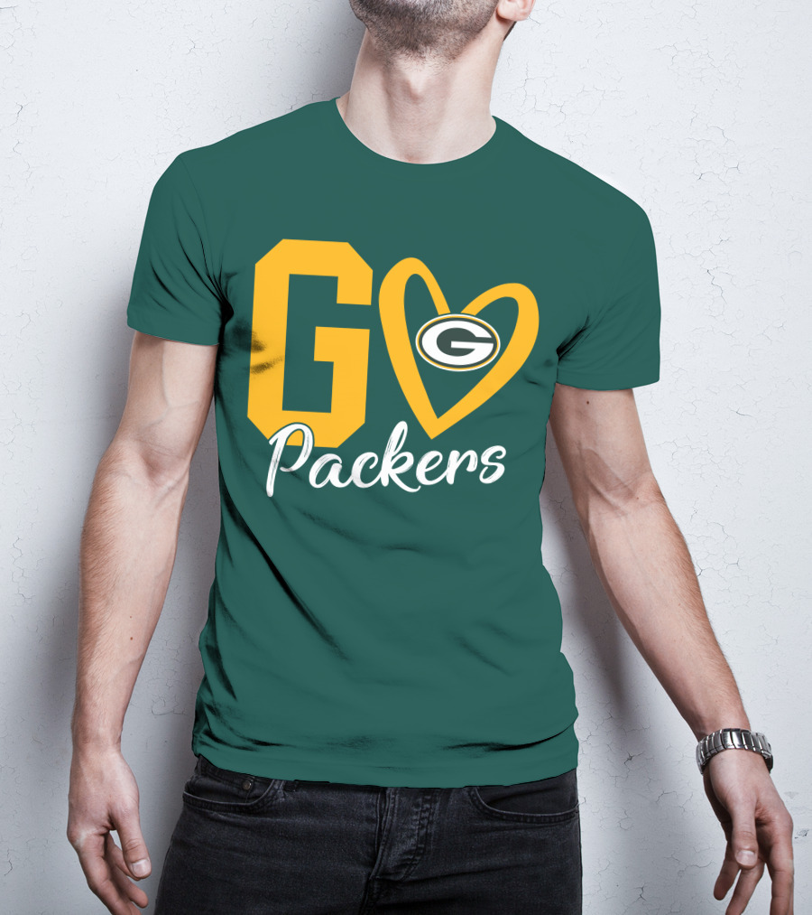 Go Packers Heart Logo Green Bay Enthusiasm T-Shirt