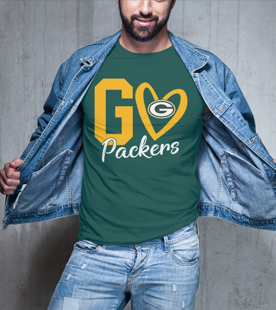Go Packers Heart Logo Green Bay Enthusiasm T-Shirt