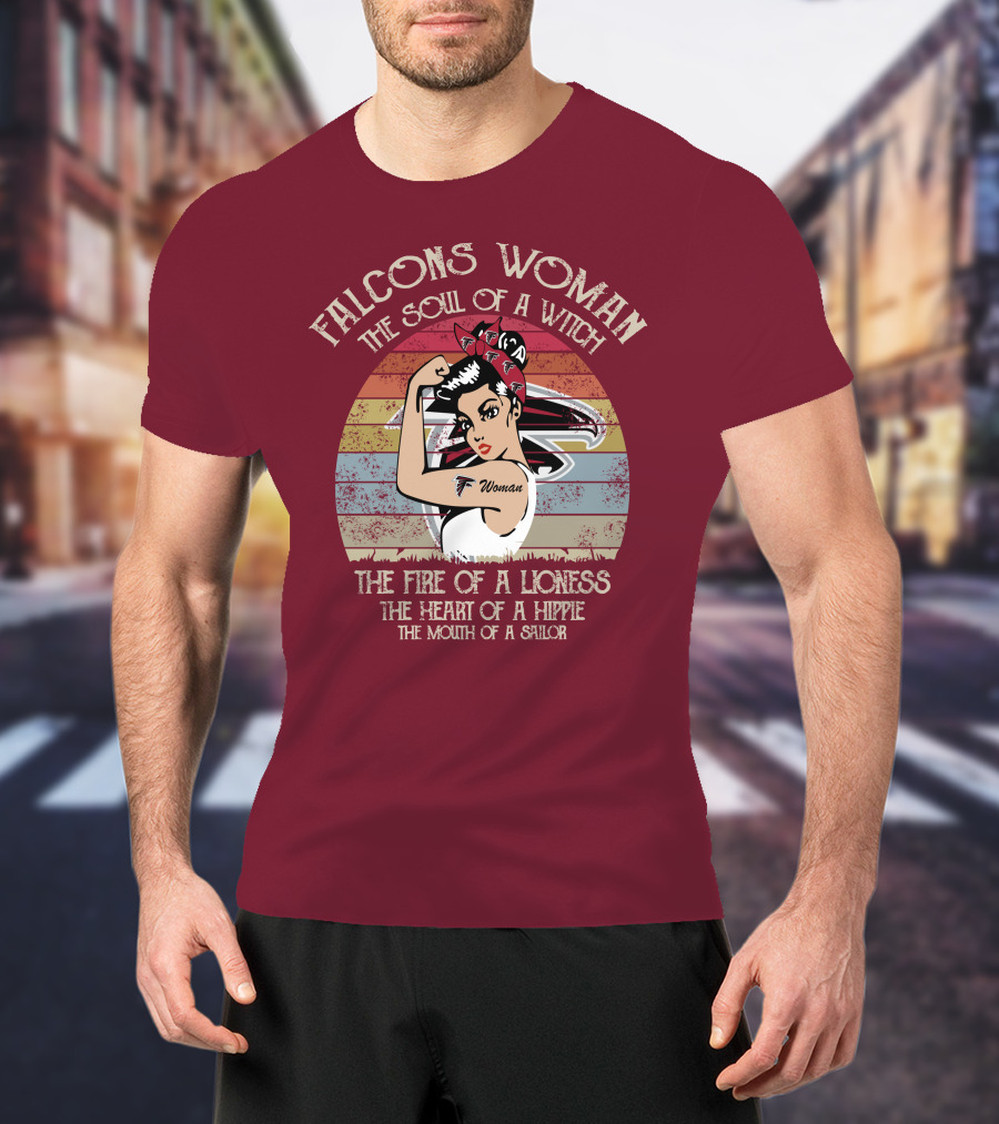 Falcons Woman The Soul Of A Witch The Fire Of A Lioness The Heart Of A Hippie The Mouth Of A Sailor T-Shirt
