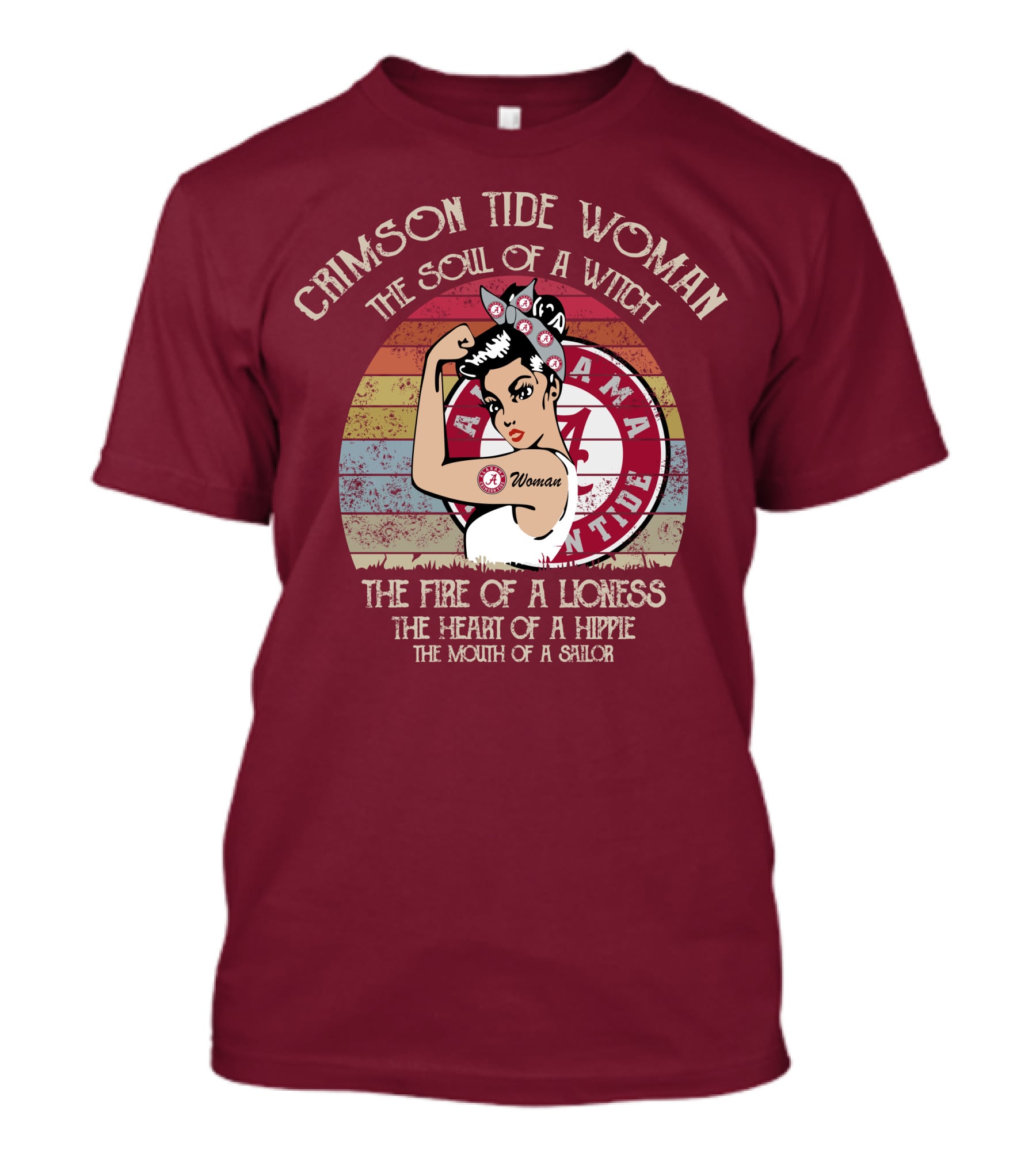 Crimson Tide Woman The Soul Of A Witch The Fire Of A Lioness The Heart Of A Hippie The Mouth Of A Sailor T-Shirt