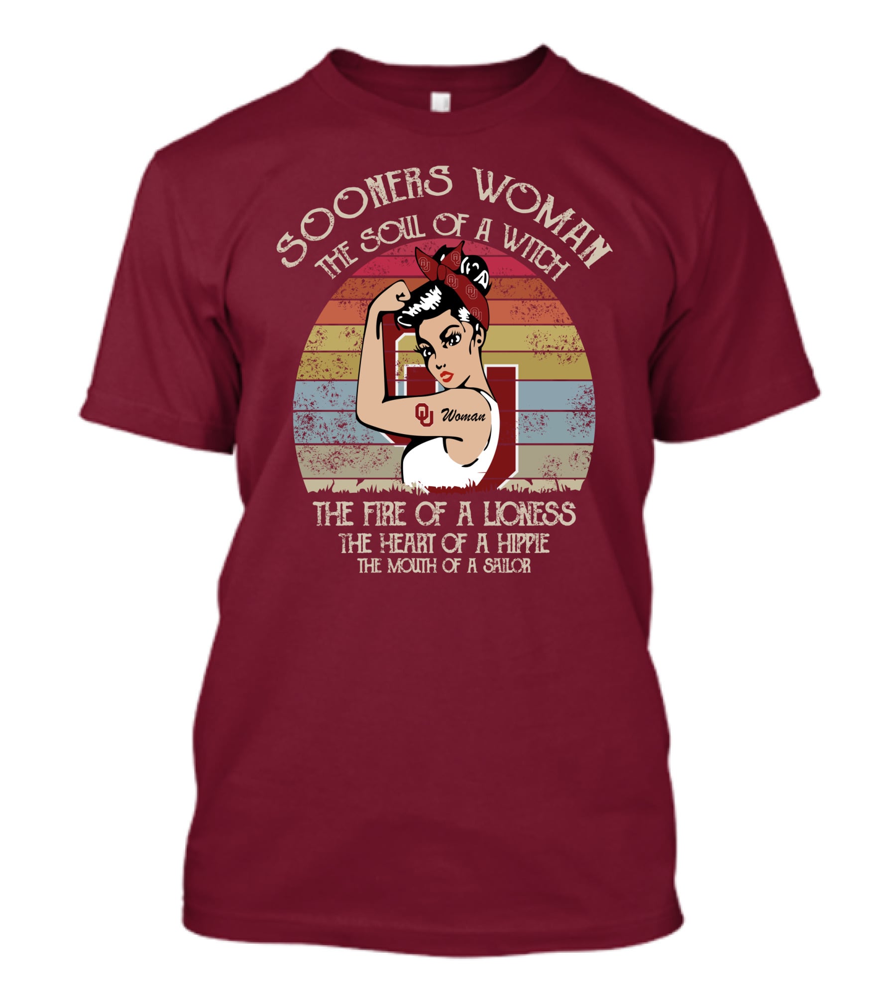 Sooners Woman The Soul Of A Witch The Fire Of A Lioness The Heart Of A Hippie The Mouth Of A Sailor T-Shirt