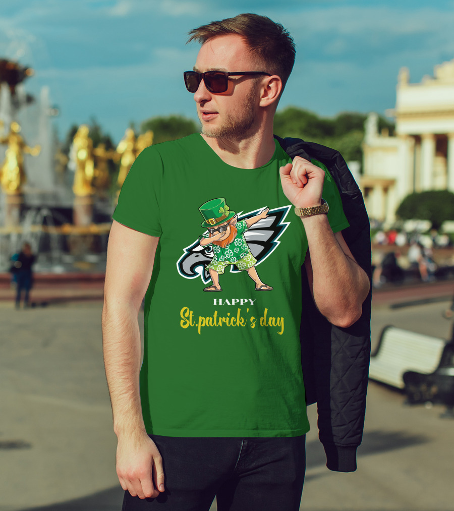 Happy St. Patrick's Day Philadelphia Eagles Dabbing Leprechaun T-Shirt