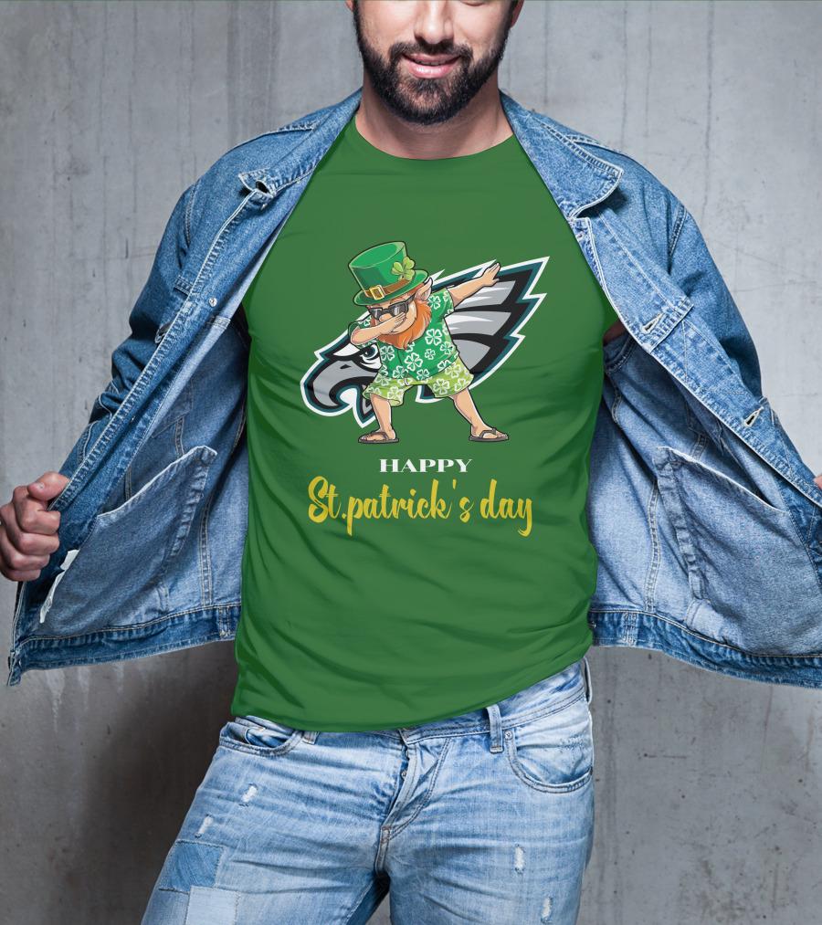 Happy St. Patrick's Day Philadelphia Eagles Dabbing Leprechaun T-Shirt