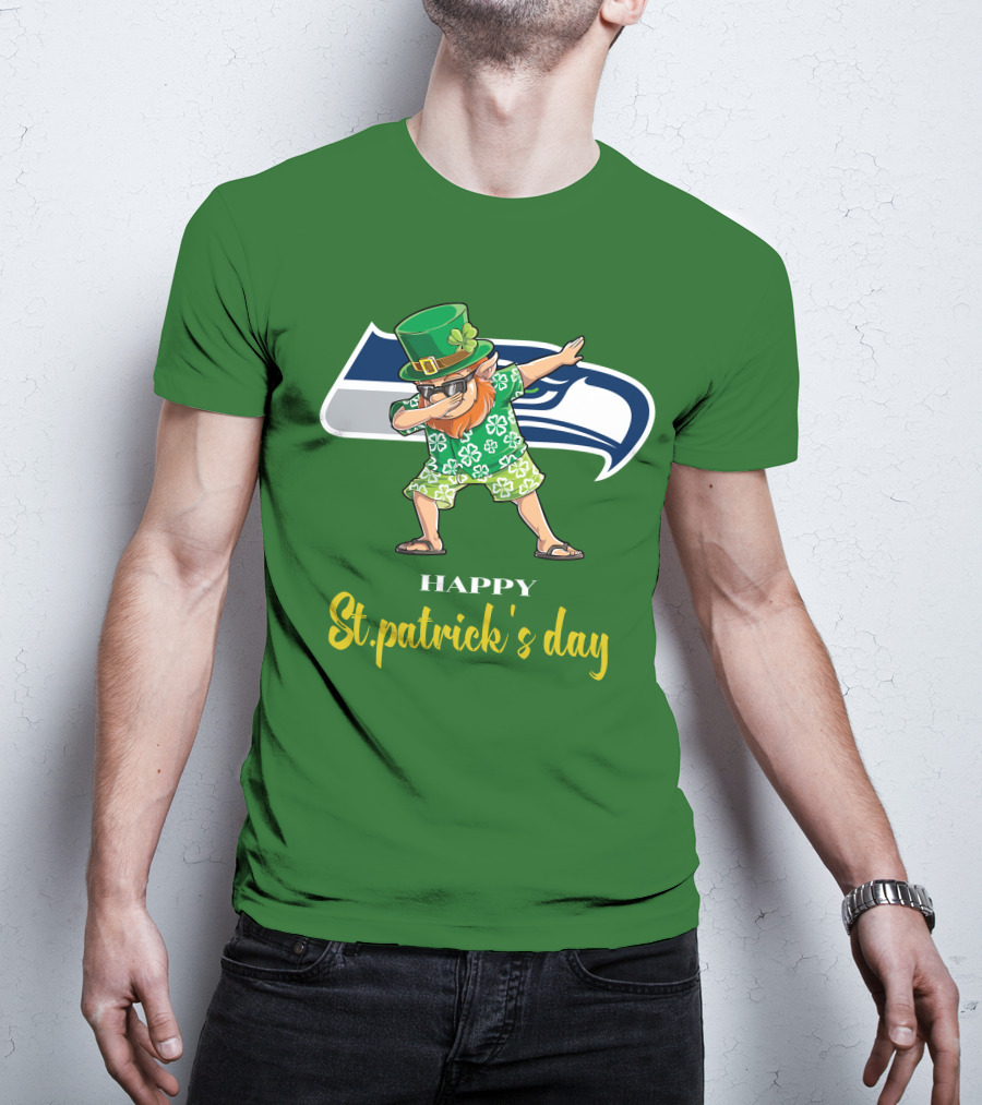 Seattle Seahawks Happy St. Patrick's Day Dabbing Leprechaun T-Shirt