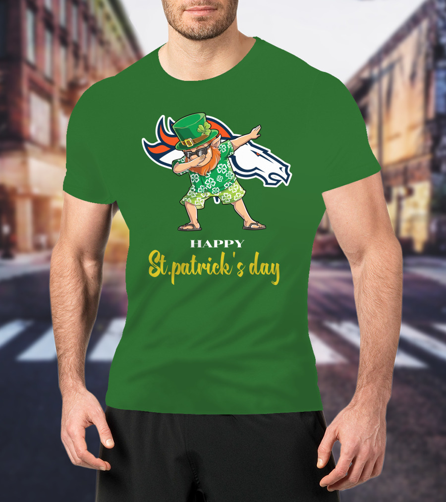 Happy St. Patrick's Day Denver Broncos Dabbing Leprechaun T-Shirt