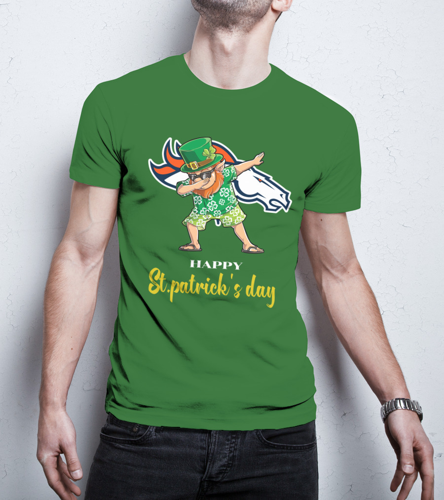 Happy St. Patrick's Day Denver Broncos Dabbing Leprechaun T-Shirt