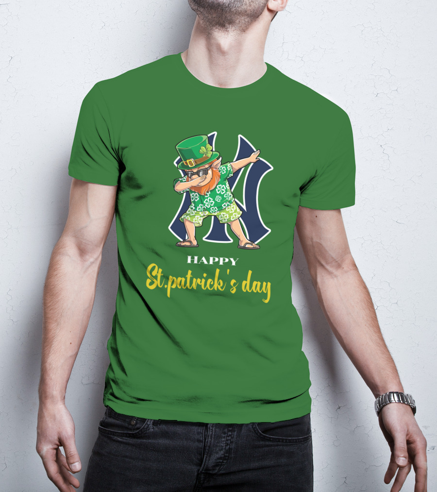 Happy St. Patrick's Day New York Yankees Dabbing Leprechaun T-Shirt