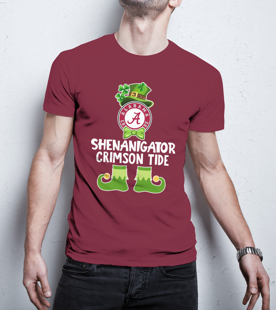 Shenanigator Alabama Crimson Tide St. Patrick's Day Funny Leprechaun T-Shirt