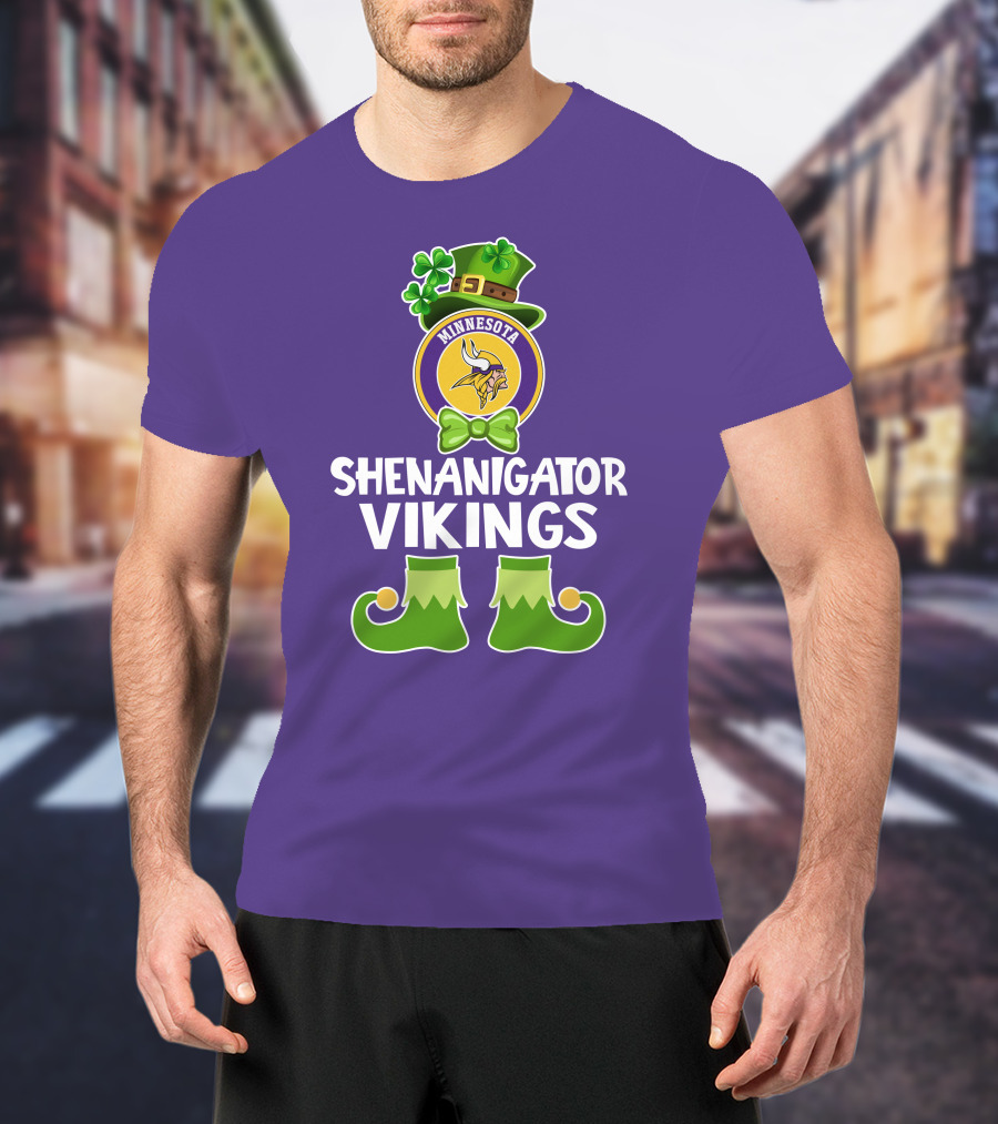 Shenanigator Minnesota Vikings St. Patrick's Day Funny Leprechaun T-Shirt