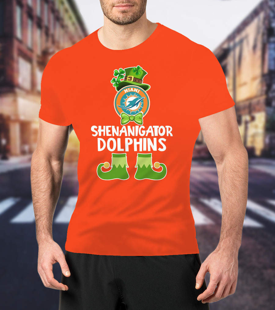 Shenanigator Miami Dolphins St. Patrick's Day Funny Leprechaun T-Shirt