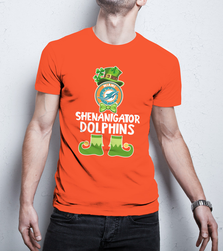 Shenanigator Miami Dolphins St. Patrick's Day Funny Leprechaun T-Shirt