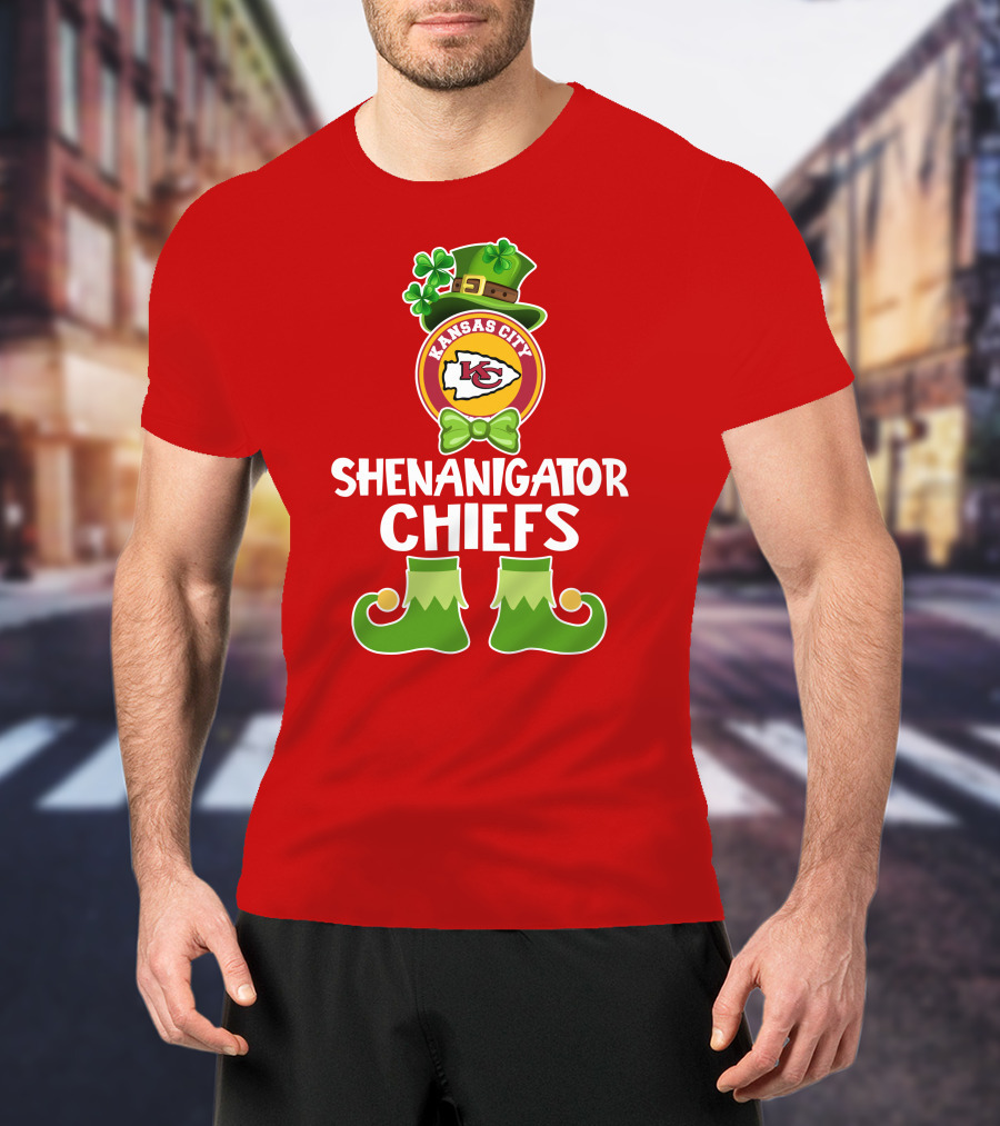 Kansas City Chiefs Shenanigator Leprechaun St. Patrick's Day Fun T-Shirt