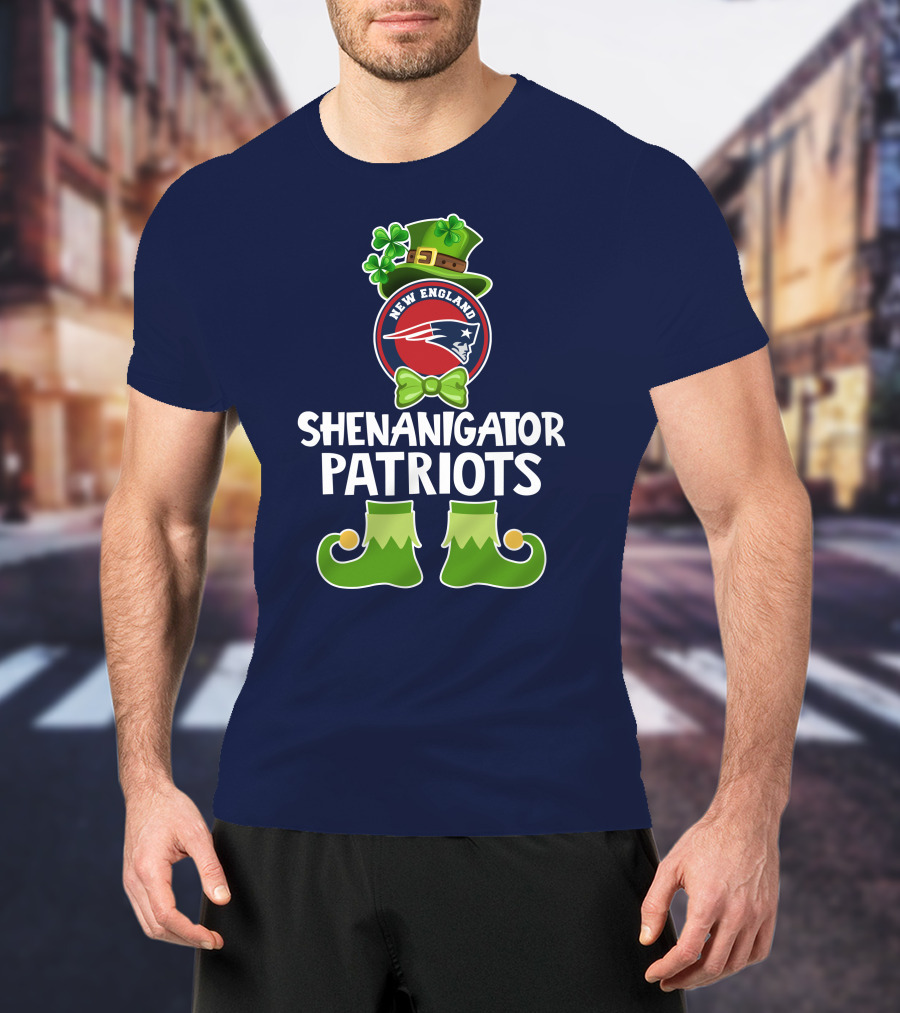 Funny Leprechaun St. Patrick's Day Shenanigator New England Patriots T-Shirt
