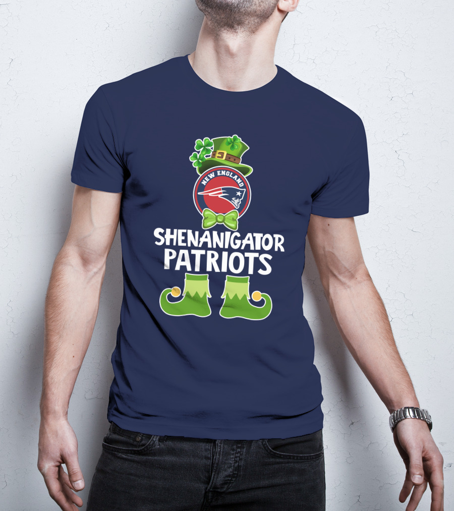 Funny Leprechaun St. Patrick's Day Shenanigator New England Patriots T-Shirt