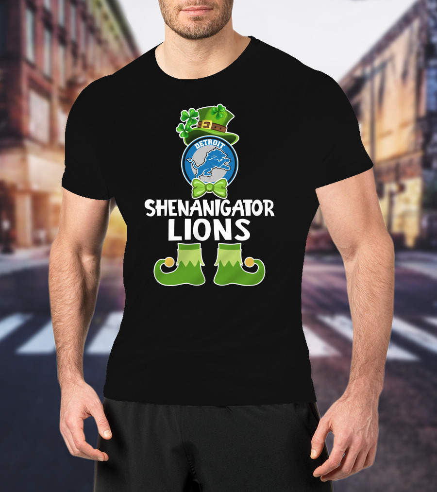 Detroit Shenanigator Leprechaun Lions St. Patrick's Day T-Shirt
