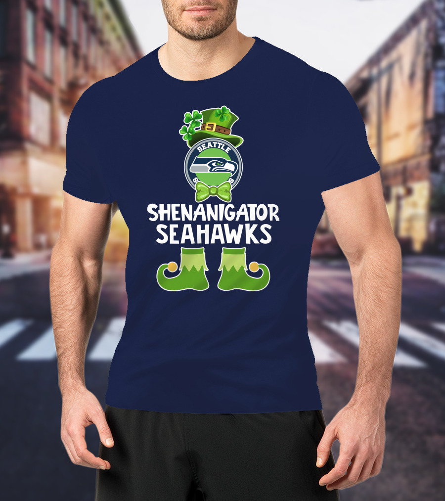 Shenanigator Leprechaun St. Patrick's Day Seattle Seahawks T-Shirt