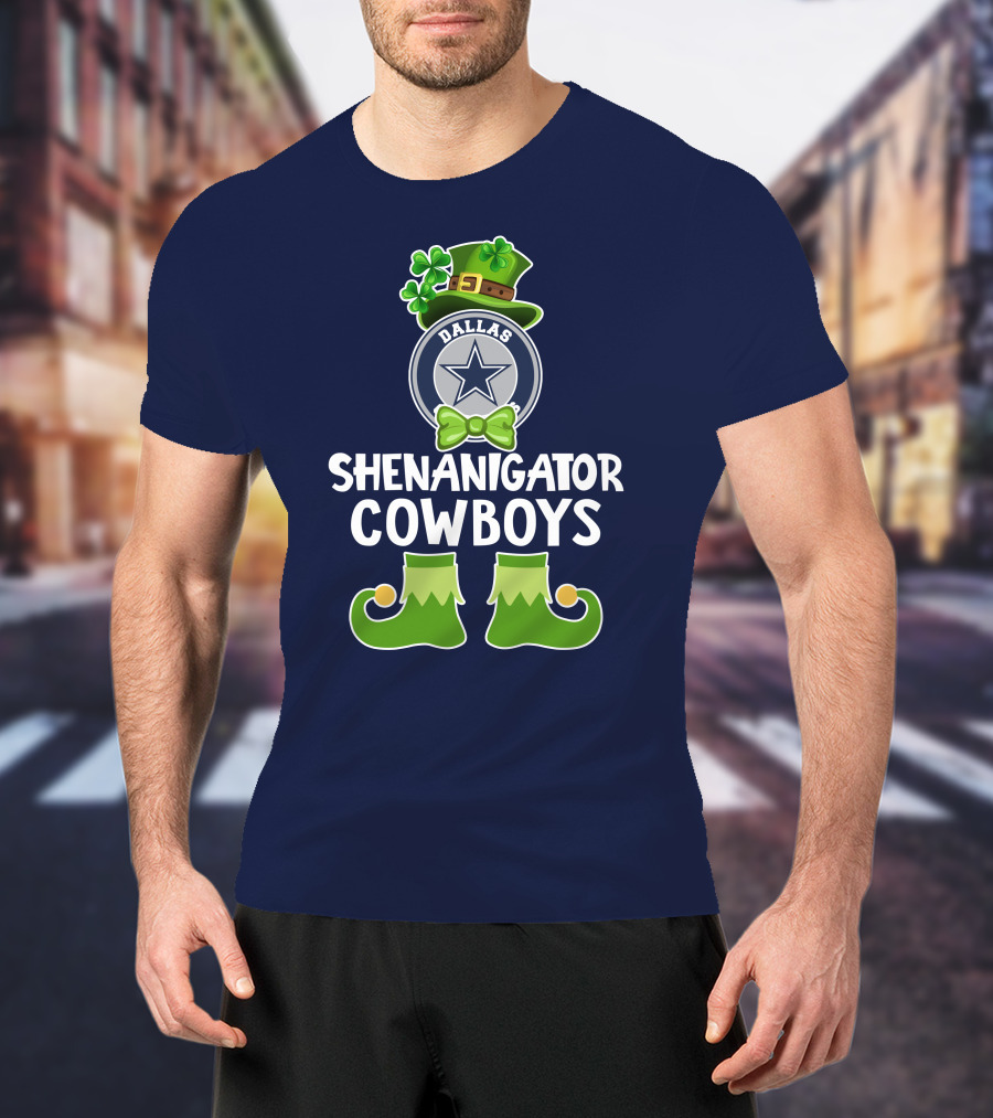 Shenanigator Dallas Cowboys Leprechaun St. Patrick's Day Fun T-Shirt