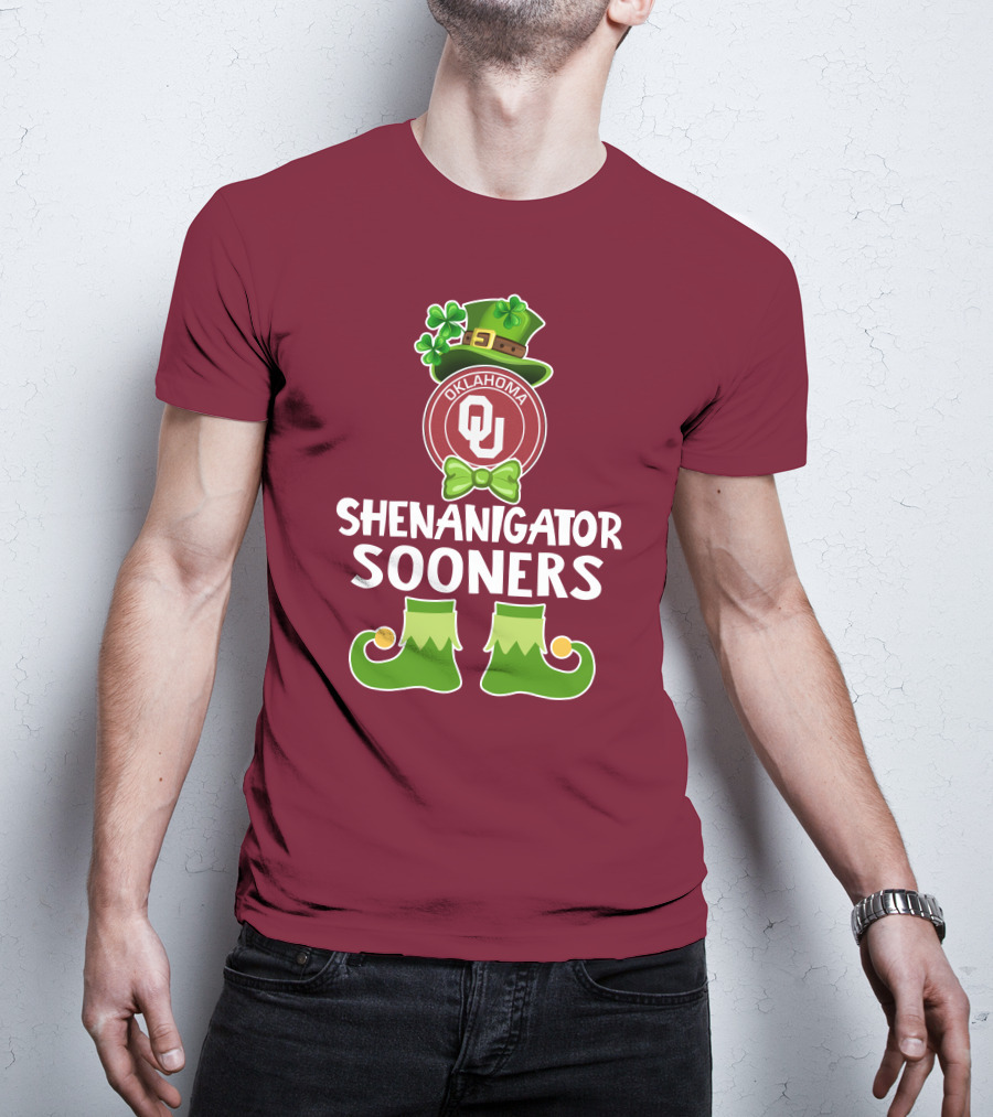 Shenanigator Oklahoma Sooners Funny Leprechaun St. Patrick's Day T-Shirt