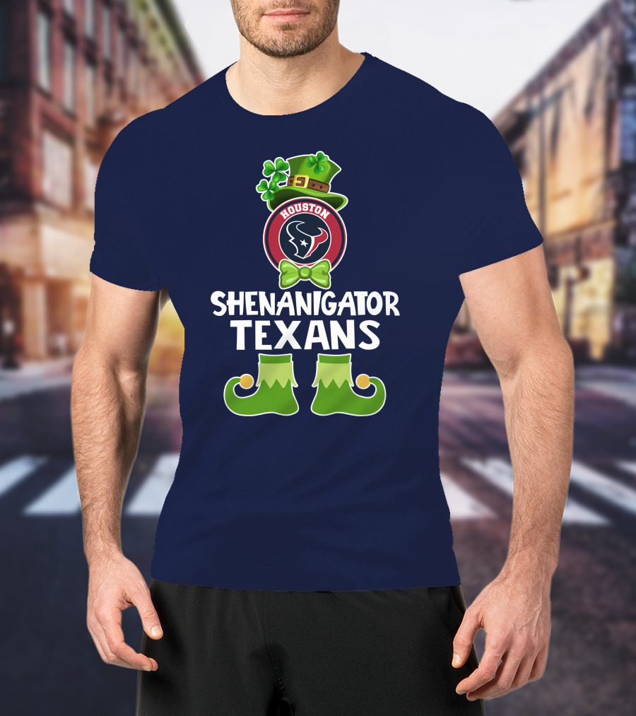 Shenanigator Houston Texans Leprechaun St. Patrick's Day T-Shirt