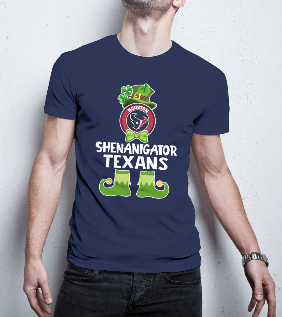 Shenanigator Houston Texans Leprechaun St. Patrick's Day T-Shirt