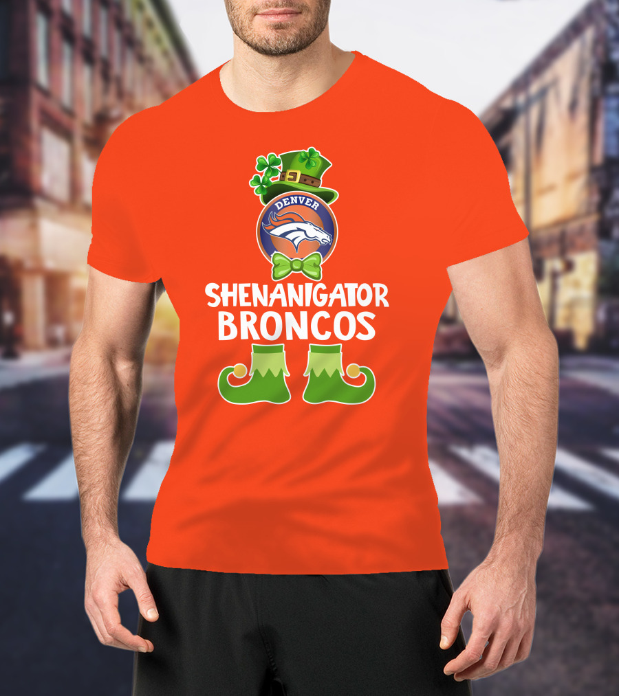 Shenanigator Denver Broncos Funny Leprechaun St. Patrick's Day T-Shirt