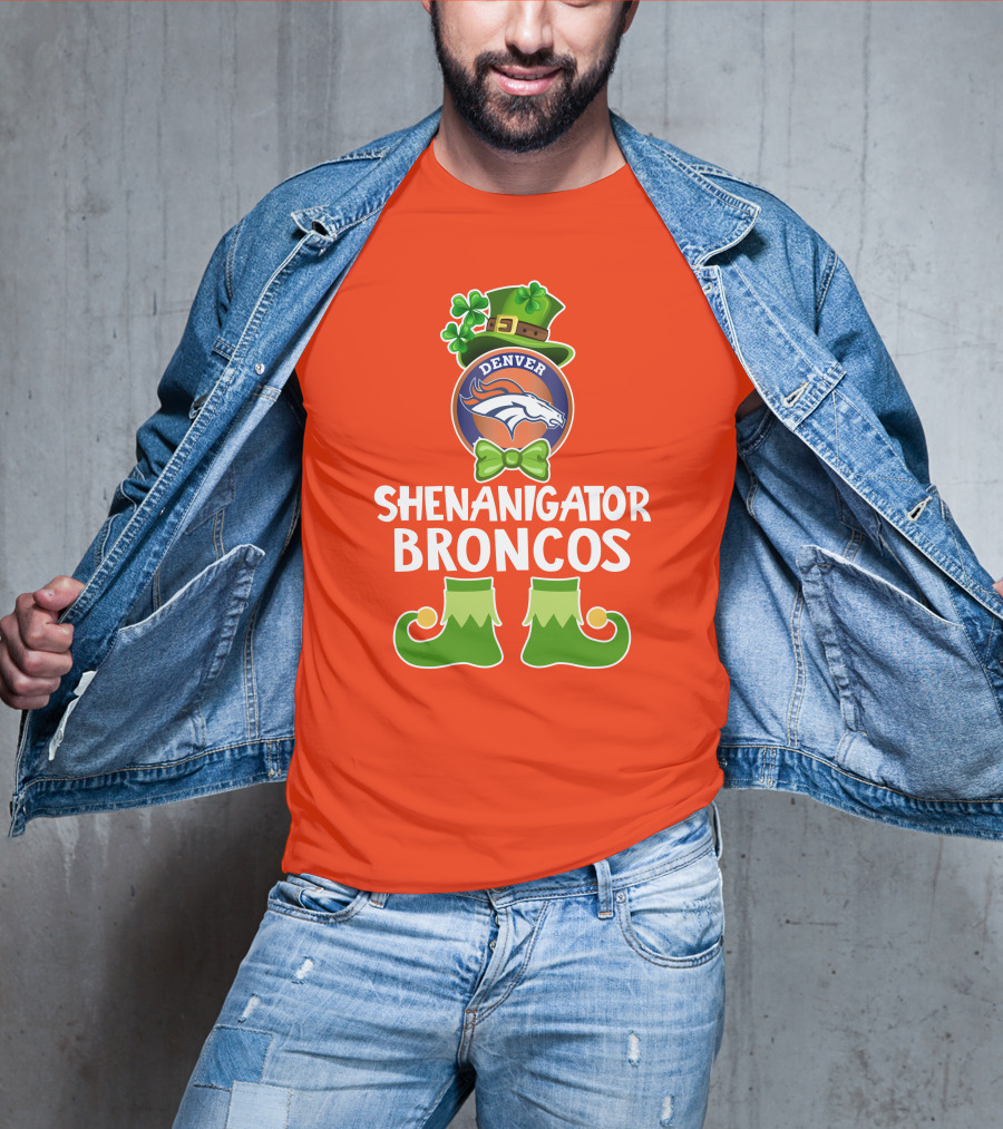 Shenanigator Denver Broncos Funny Leprechaun St. Patrick's Day T-Shirt