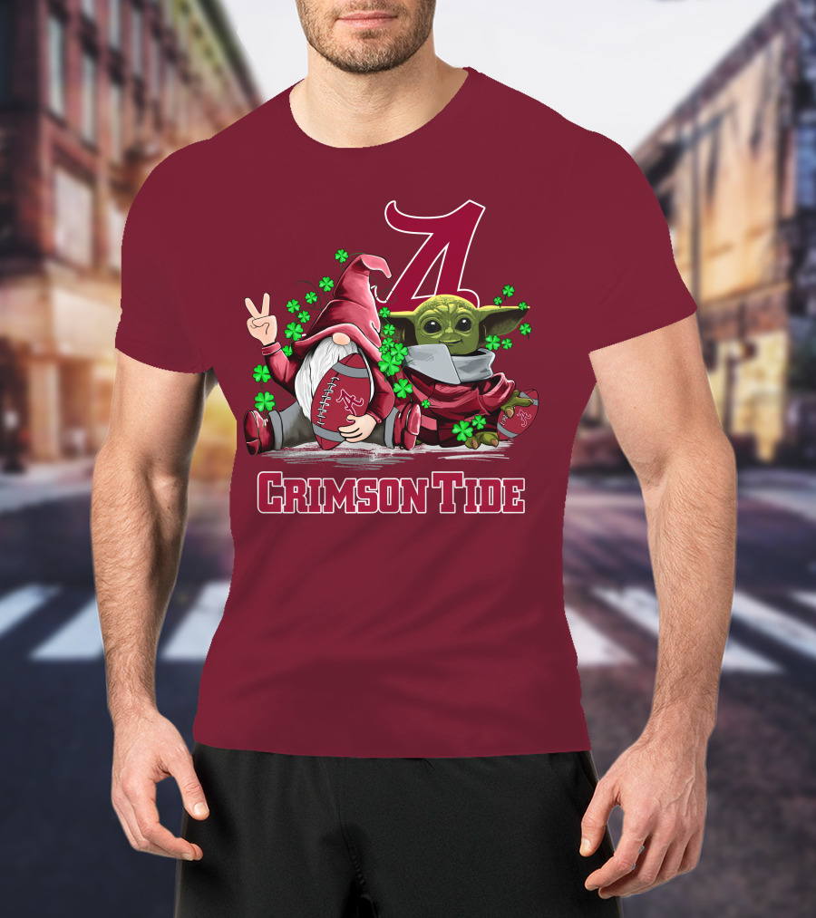 Leprechauns Gnomes Baby Yoda Alabama Crimson Tide Football T-Shirt