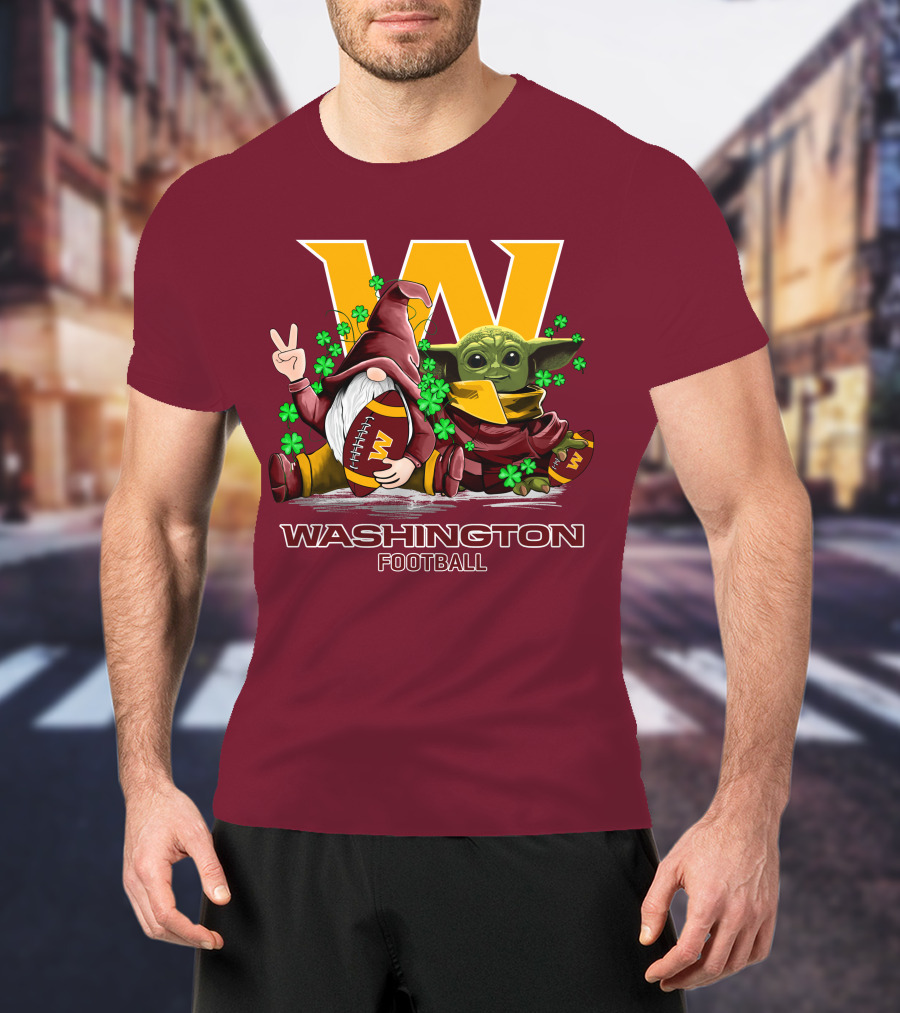 Leprechauns Gnomes Baby Yoda Hug Washington Football Team W Football T-Shirt